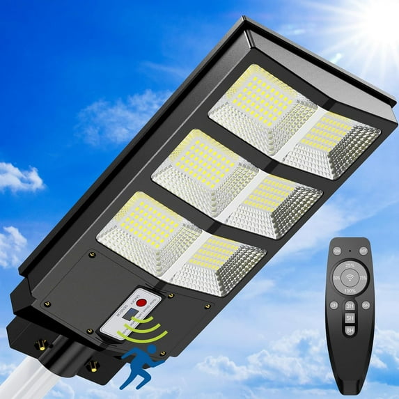 JACKYLED 300W Solar Street Light Outdoor 30000 Lumens Solar Flood Lights with Motion Sensor for Outside Yard Garden Parking Lot Lights, IP65 Waterproof LED Endurance Lights Dusk Dawn Solar Light
