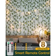 JACKYLED 84Ft 12x Artificial Ivy Garland Fake Vines with 65ft 200 LED String Lights and Remote Control Faux Hanging Leaves