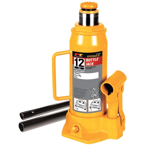 Performance Tool W1632 12 Ton (24,000 lbs.) Heavy Duty Hydraulic Bottle Jack, Yellow