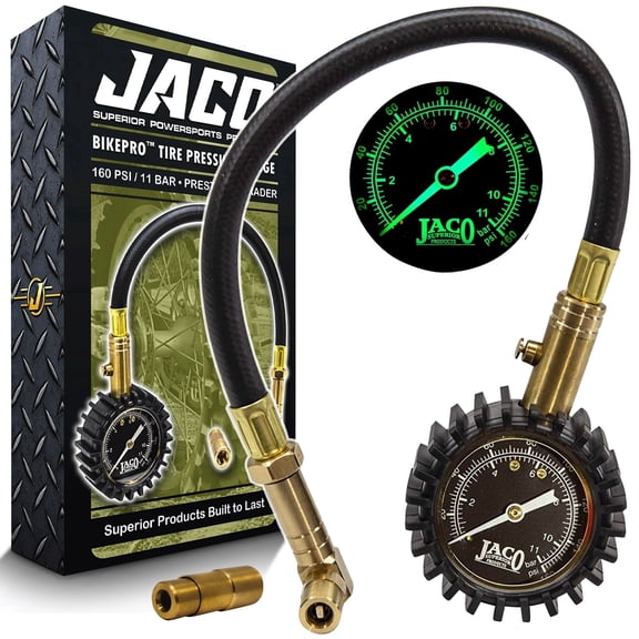 JACO BikePro Presta Tire Pressure Gauge - 160 PSI | Presta/Schrader (Hybrid/Road Bikes)