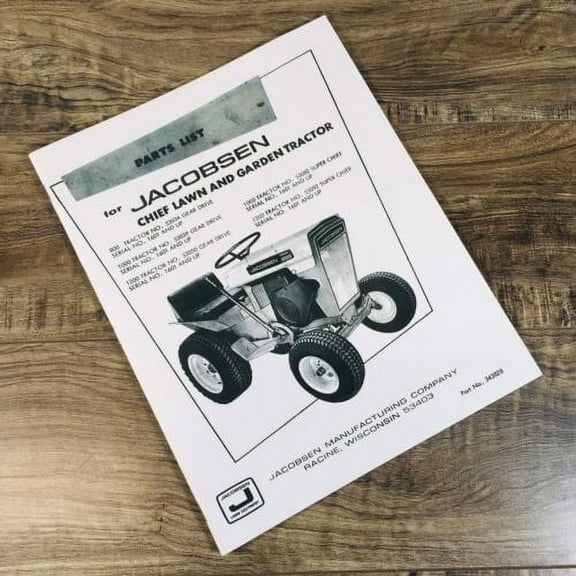 JACOBSEN 800 1000 1200 CHIEF LAWN & GARDEN TRACTOR PARTS MANUAL CATALOG ASSEMBLY