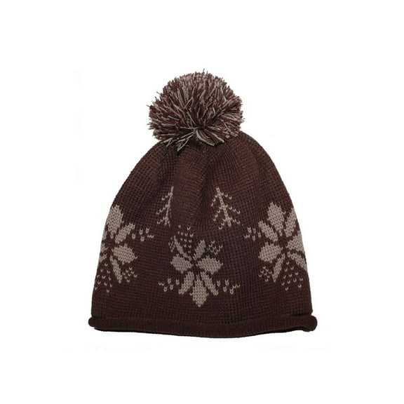 JACQUARD KNITTED CAP - Brown