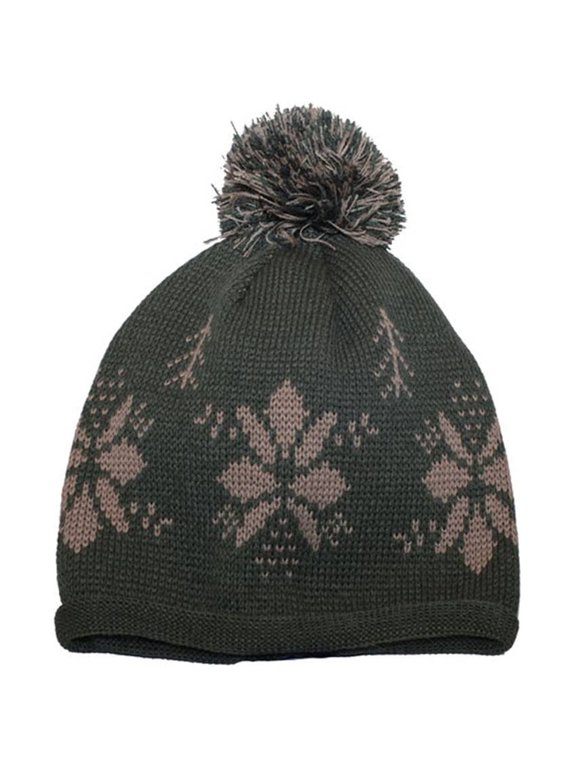 JACQUARD KNITTED CAP - Olive