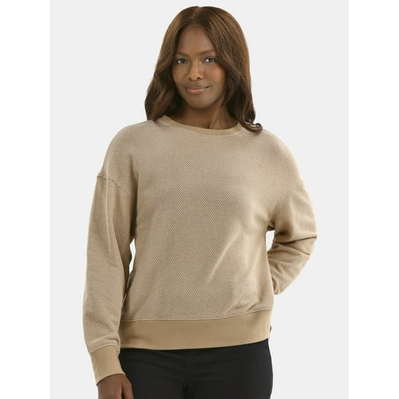 Time and Tru Women's Jacquard Sweatshirt with Long Sleeves, Sizes XS-XXXL