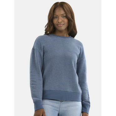 Time and Tru Women's Jacquard Sweatshirt with Long Sleeves, Sizes XS-XXXL