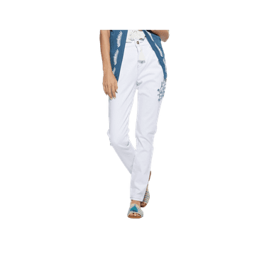 Angel Premium Women's Slim-Leg White Jeans with Emboidery