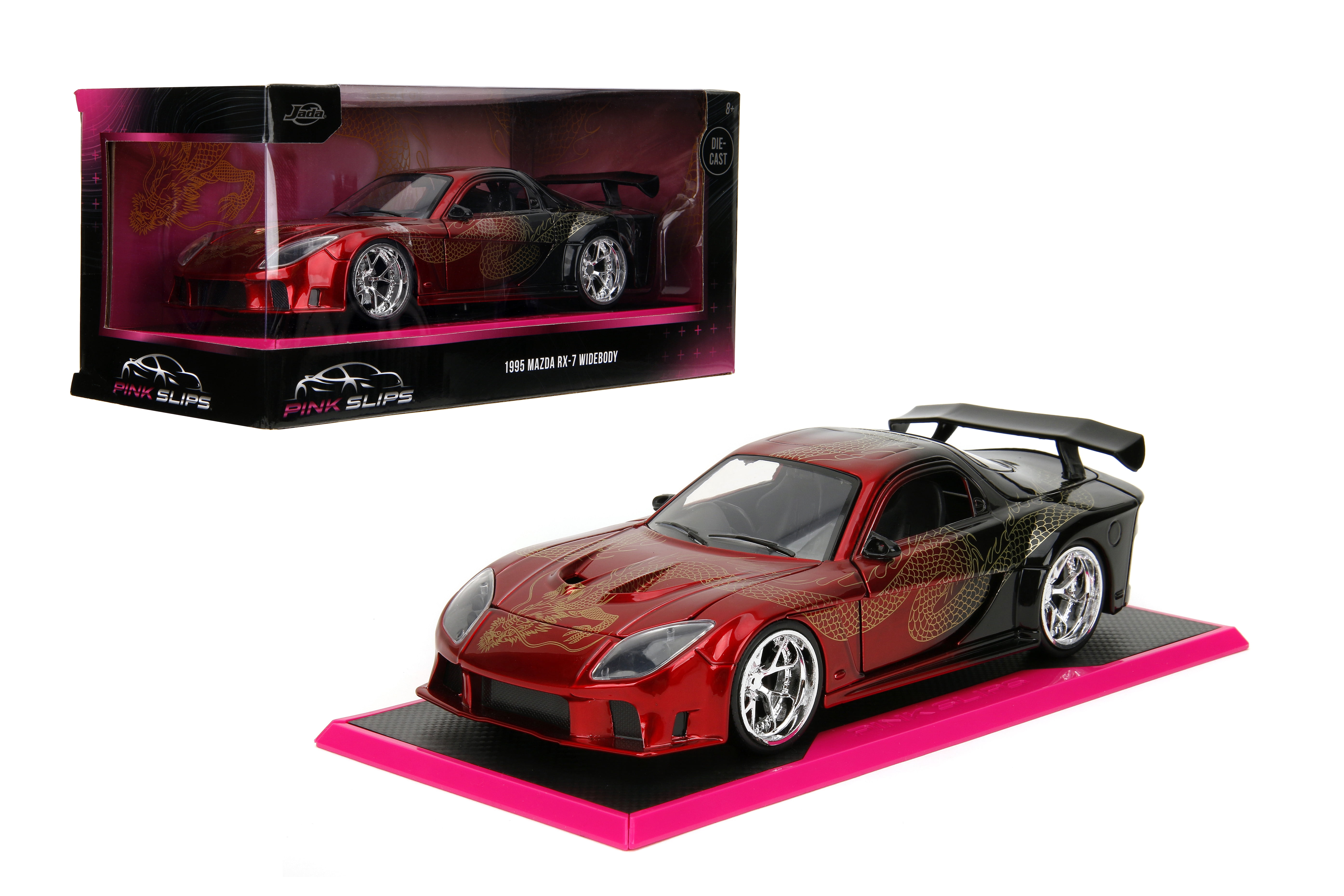 Jada 1:24 Pink Slips 1995 Mazda RX-7 Widebody Black/Red Dragon