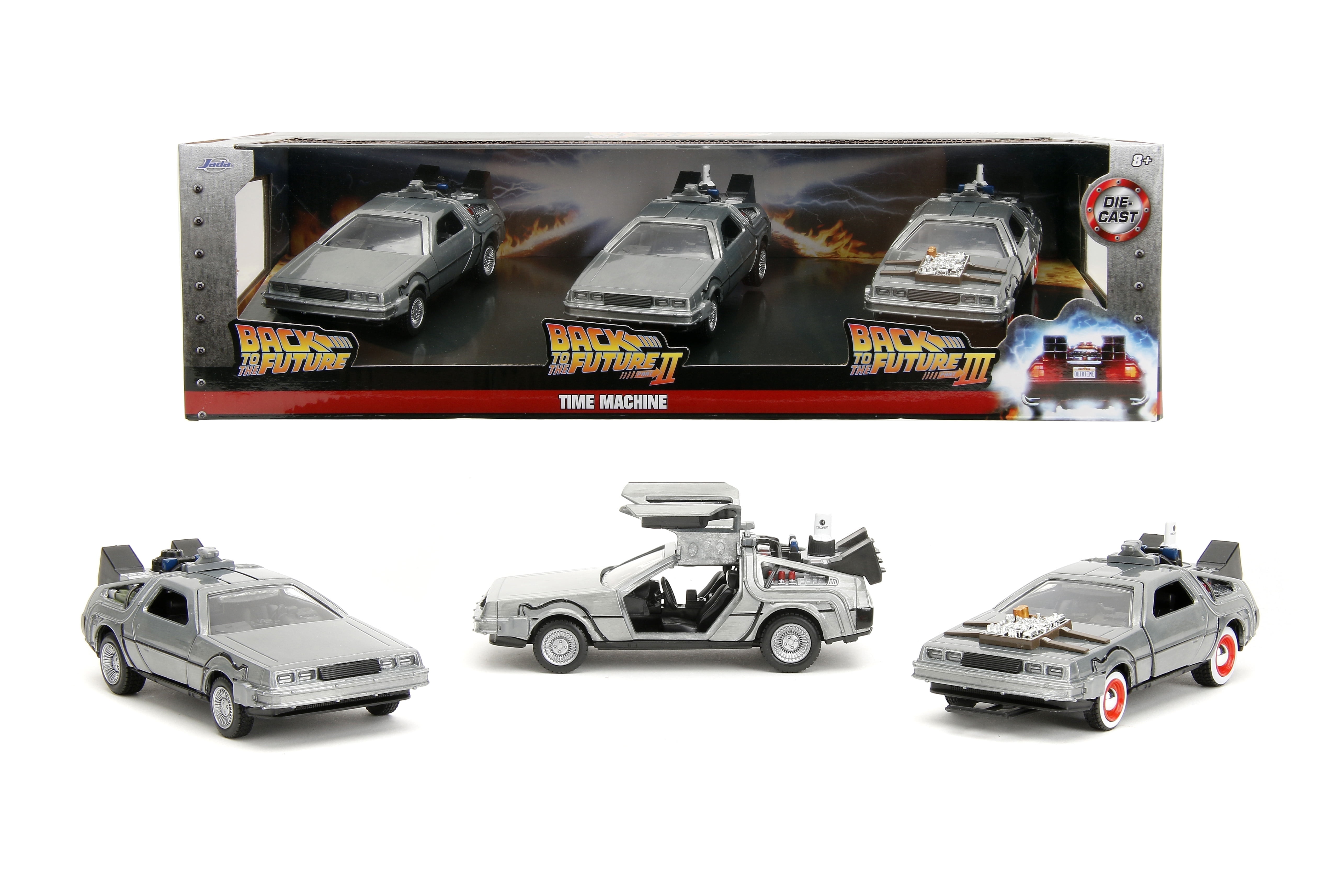 Jada Toys Back to The Future 1:32 Time Machine 3-Pack Die-Cast Cars