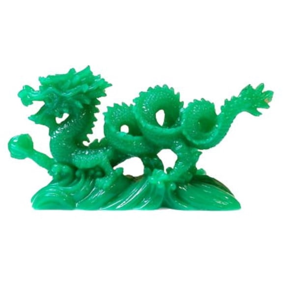 JADE Color Chinese Feng Shui Dragon Figurine Statue for Luck & Success 6 inch LONG