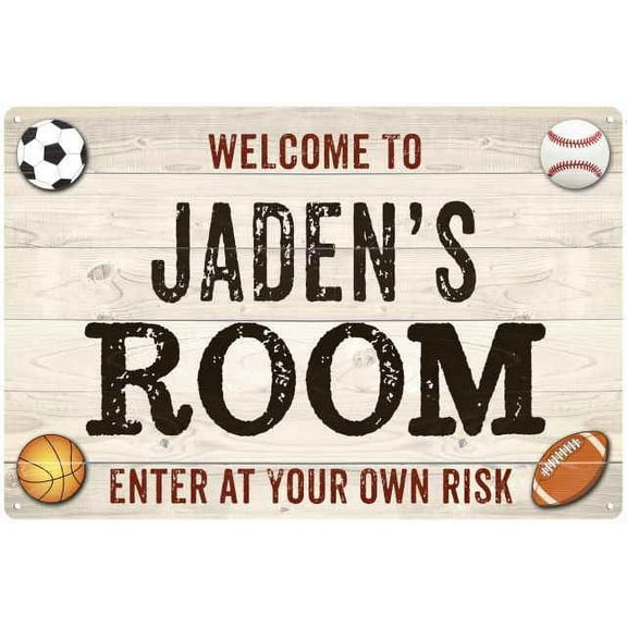 JADEN'S Room Kids Bedroom Sign Boy's Gift 8x12 Metal 108120090089