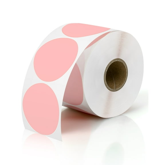 JADENS 2 Inch Round Direct Thermal Labels 750 Labels/Roll Self-Adhesive Circle Thermal Labels Printer Stickers for Business, DIY,QR Code, Name Tag,Pink