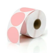 JADENS 2 Inch Round Direct Thermal Labels 750 Labels/Roll Self-Adhesive Circle Thermal Labels Printer Stickers for Business, DIY,QR Code, Name Tag,Pink