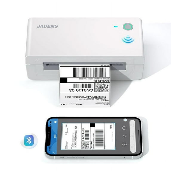 JADENS Shipping Label Printer, Bluetooth Wireless Thermal Label Printer, Compatible with iOS, Android, Windows, Mac, Chromebook, Widely Used for,,, USPS