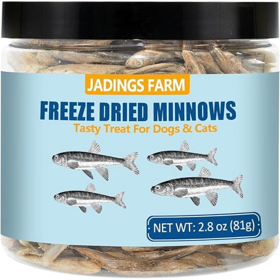 JADINGSFARM 100% Natural Minnows, 2.8 oz, Freeze-Dried Minnows for Cat & Dog, All Lifestages, Training Treats or Nutrient Supplements
