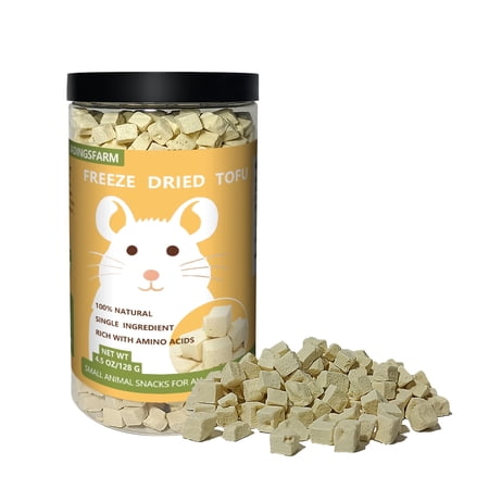 JADINGSFARM Freeze-Dried Tofu Hamster Treats, Grain-Free & Healthy Chews, High Protein Natural Snacks for Small Pets, Rabbits, Gerbils, Mice Degus, Chinchilla, 4.5 oz Pack