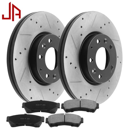 JADODE Brake Rotors Front 299mm Drilled & Slotted Design Brake Rotor & Brake Pad kit Replacement for Ford Fusion, Lincoln MKZ Zephyr, Mazda 6, Mercury Milan Fits select: 2006-2012 FORD FUSION SE