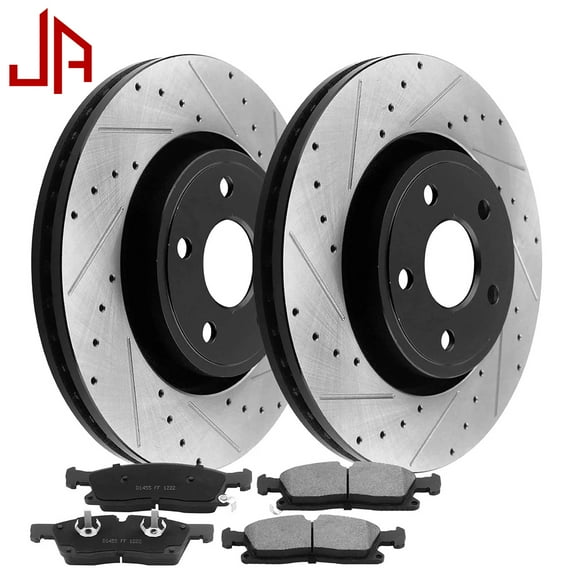 JADODE Brake Rotors Front 350mm Brake Rotors & Brake Pad Kit Drilled & Slotted Design Replacement for Jeep Grand Cherokee 11-17 (Exclude SRT Model or 6.2L /6.4L), Dodge Durango 11-17 5.7 Only