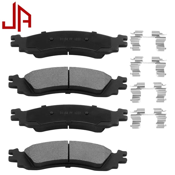 JADODE D1158 Front Ceramic Brake Pads w/Hardware Kit Fits for 2006-2010 Ford Explorer,2010-2012 Taurus 2006 - 2010 Mercury Mountaineer - Low Dust Brake Pads 4pcs