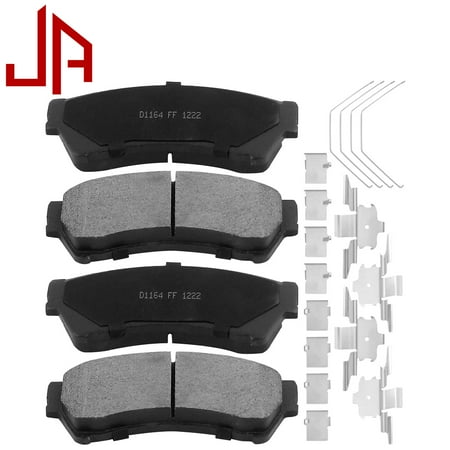 JADODE D1164 Front Ceramic Brake Pads w/Hardware Kits Fits for Ford Fusion, Lincoln MKZ Zephyr, Mazda 6 Milan-Low Dust Brake Pad 4pc Fits select: 2006-2012 FORD FUSION SE