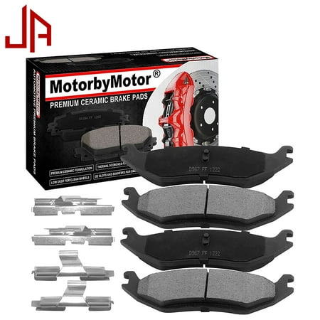 JADODE D967 Rear Ceramic Brake Pads w/Hardware Kits Fits for Chrysler Aspen, Dodge Durango Ram 1500 Van, Ram 1500 Classic Ceramic Low Dust Brake Pad 4pc Fits select: 2019 RAM 1500 CLASSIC TRADESMAN
