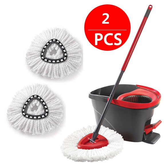 JAEDEN 2 Pack Replacement Mop Head Refill Microfiber Mop Heads Universal 360 Degree Spin Magic Mop-Microfiber Replacement Mop Head-Round Shape Compatible with O-Cedar
