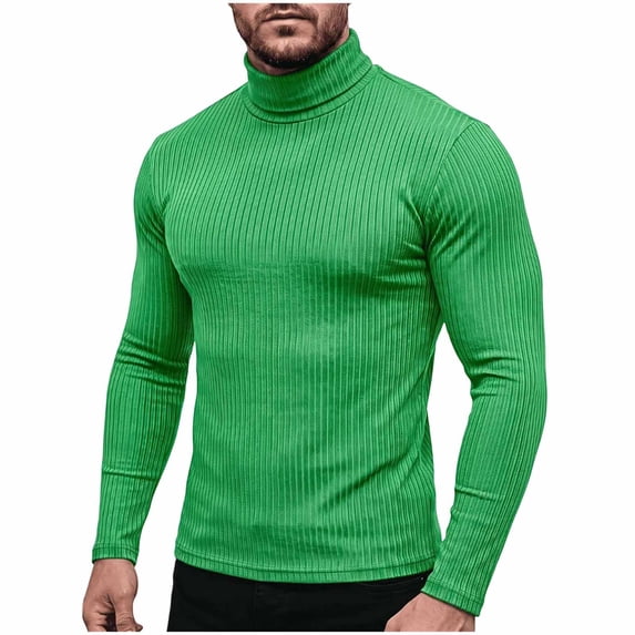 JAFSPIFXO Men's Turtleneck Sweater Solid Color Knit Long Sleeve Slim Fitted Stretch Pullover Sweater Tops