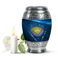 thumbnail image 1 of JAGASY Baseball Handmade Cremation Urn for Children, Blue Small Urns for Human Ashes Keepsake, Blue Sky Baseball Stadium & Grassy Field Decorative Urns for Son, Funeral Urn for Daughter, (3 Inch), 1 of 7