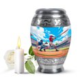 thumbnail image 1 of JAGASY Baseball Small Cremation Urn for Sister, Blue Mini Urns for Human Ashes Keepsake, Blue Sky Clouds Baseball Stadium & Grassy Field Decorative Urns for Friends, Urn for Brother, (3 Inch), 1 of 7