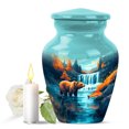 thumbnail image 1 of JAGASY Bear Miniature Small Urn for Mother, Blue Tiny Urns for Human Ashes Keepsake, River Trees & Blue Sky Decorative Urns for Parents, Mountain Memorial Urn for Father, (3 Inch), 1 of 7