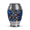 thumbnail image 1 of JAGASY Blue Urn for Ashes Adult Male & Female - Blue Golden Pattern Small Urns for Parents - Keepsake Cremation Urns - Tiny Urn for Ashes for Women - ( 3 Inch), 1 of 7