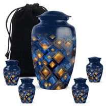 JAGASY Blue Urn for Ashes Adult Male & Female - Large Urn for Ashes for Women - Small Cremation Urns for Father - Decorative Urns for Parents - (1 Large, 4 Small)