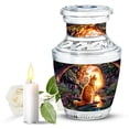 thumbnail image 1 of JAGASY Cat Urn for Ashes for Sister, Teal Blue Small Urns for Human Ashes Keepsake, Sunset Rocky Landscape & Tree Decorative Mini Urns for Siblings, Purple Flowers Urn for Brother, (3 Inch), 1 of 7