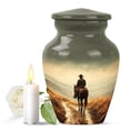 thumbnail image 1 of JAGASY Cowboy Miniature Urn for Brother - Grey Urns for Human Ashes Keepsake - Horse Mountain & Grass Decorative Urns for Siblings - Handmade Tiny Urn for Sister - (3 Inch), 1 of 7