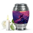 thumbnail image 1 of JAGASY Dragon Small Keepsake Urn for Ashes Adult Male, Purple Urns for Human Ashes, Snowy Mountain & Sunset Decorative Urns for Sister, Handmade Memorial Urn for Brother, (3 Inch), 1 of 7