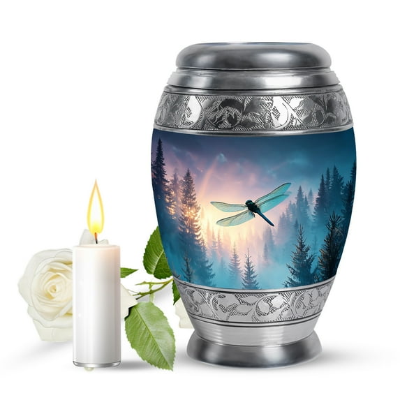 JAGASY Dragonfly Miniature Urn for Daughter, Blue Small Urn for Ashes for Women & Men, Sunset Tree Decorative Urns for Human Ashes Keepsake, Pink Cremation Urns for Burial for Brother, (3 Inch)