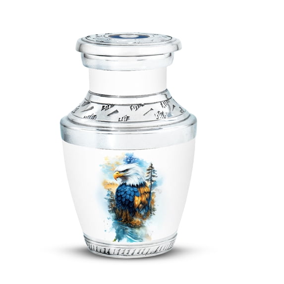 JAGASY Eagle Funeral Urns for Mom - White Small Urn for Ashes Adult Male - Tree Mini Urn for Human Ashes Keepsake - Miniature Cremation Urns - (3 Inch)