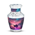 thumbnail image 1 of JAGASY Fishing Memorial Small Urn for Wife - Pink Mini Urn for Ashes Adult Male - Sunset Water Boat Decorative Urns for Human Ashes Keepsake - Handcrafted Cremation Urns for Husband - (3 Inch), 1 of 7