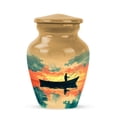 thumbnail image 1 of JAGASY Fishing Urn for Couple - Golden Small Urn for Ashes Adult Male & Female - Water Boat Sunset Clouds Scene Decorative Urns for Husband - Mini Urns for Human Ashes Keepsake - (3 Inch), 1 of 7