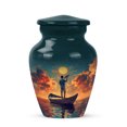 thumbnail image 1 of JAGASY Fishing Urn for Friend - Small Urn for Ashes Adult Male & Female - Sunset Boat Water Decorative Urns for Human Ashes Keepsake- Dark Green Cremation Urns for Boy & Girl - (3 Inch), 1 of 7