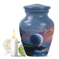 thumbnail image 1 of JAGASY Golf Ball Memorial Urn for Ashes Adult Male, Blue Small Urns for Ashes Keepsake, White Golf Ball Decorative Urns for Mother, Ocean Waves Handmade Cremation Urn for Father, (3 Inch), 1 of 7