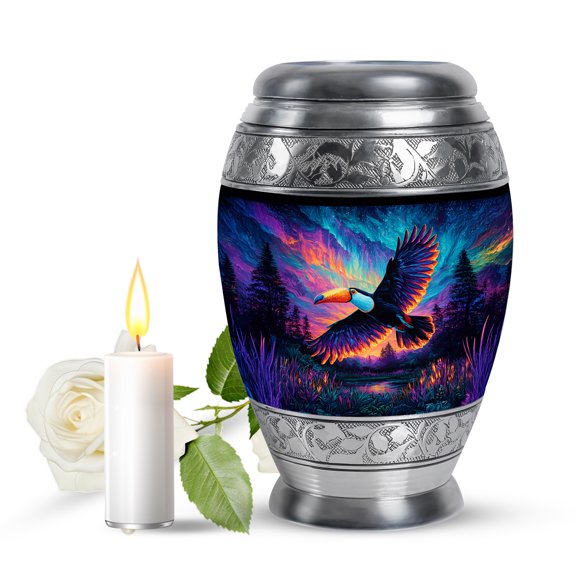 JAGASY Hornbil Urn for Ashes - Keepsake Blue Urns for Human Ashes Adult Man - Little Northern Lights Urn for Adult Male & Female - Funeral Urns for Memorial - 3 Inch