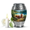 thumbnail image 1 of JAGASY Horse Burial Urn for Ashes Adult Male, Blue Keepsake Small Urns for Human Ashes, Mountain Trees Decorative Urns for Friends, Brown Horse Funeral Cremation Urn for Boys & Girls, (3 Inch), 1 of 7