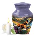 thumbnail image 1 of JAGASY Horse Funeral Urn for Ashes Adult Male, Blue Small Urns for Human Ashes Keepsake, Purple Flowers Decorative Urns for Mother, River Cremation Urn for Father, (3 Inch), 1 of 7