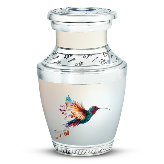 JAGASY Hummingbird Urns for Mother - White Small Urn for Ashes Adult Male - Mini Urn for Human Ashes Keepsake - Tiny Memorial Cremation Urns for Mom & Dad - (3 Inch)