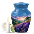 thumbnail image 1 of JAGASY Lavender Grass Miniature Urns for Adult Male - Sunrise Keepsake Urn for Mother - Small Mountain Cremation Urn for Burial - Decorative Blue Urns for Men and Women Remains - 3 Inch, 1 of 7