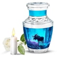 thumbnail image 1 of JAGASY Moose Funeral Cremation Urns for Mother & Father, Blue Urns for Human Ashes Keepsake, Small Decorative Urn for Ashes Adult Male, Memorial Urn for Parents, (3 Inch), 1 of 7