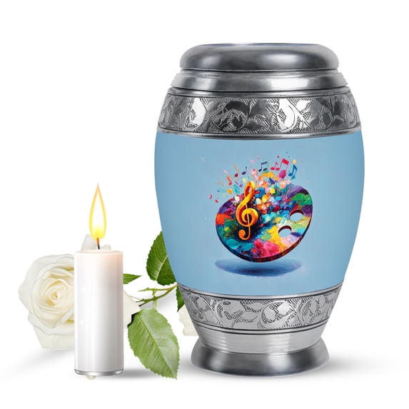 JAGASY Music Funeral Urn for Memorial - Keepsake Cremation Urns Blue for Adult Male - Small Decorative Urn for Ashes for Female - Little Blue Urns for Loved Ones Burial - 3 Inch