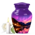 thumbnail image 1 of JAGASY Northern Lights Memorial Urn for Ashes Adult Male, Purple Small Urns for Human Ashes Keepsake, Lake Decorative Urns for Mother, Mountain Cremation Urn for Father, (3 Inch), 1 of 7