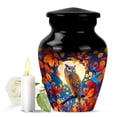 thumbnail image 1 of JAGASY Owl Handmade Urn for Ashes, Black Small Urns for Human Ashes Keepsake, Night Moon & Autumn Tree Decorative Urns for Father, Orange & Yellow Leaves Cremation Urn for Mother, (3 Inch), 1 of 7