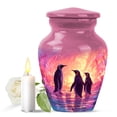 thumbnail image 1 of JAGASY Penguin Memorial Urn for Ashes Adult Male, Pink Small Urns for Ashes Keepsake, Snowy Glacier Decorative Urns for Couple, Icy Water Cremation Urn for Husband & Wife, (3 Inch), 1 of 7